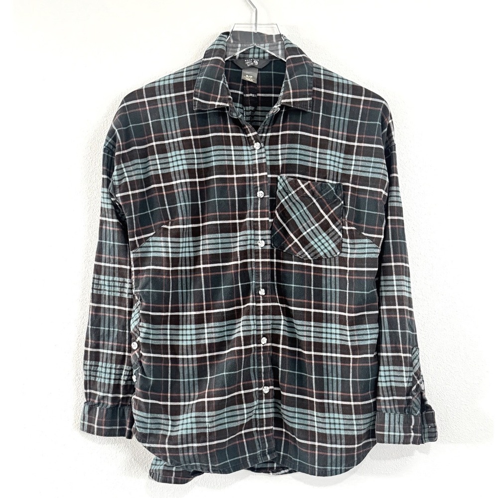 Mountain Hardware Flannel | Women's Blue Plaid Casual Outdoor Western Button Top